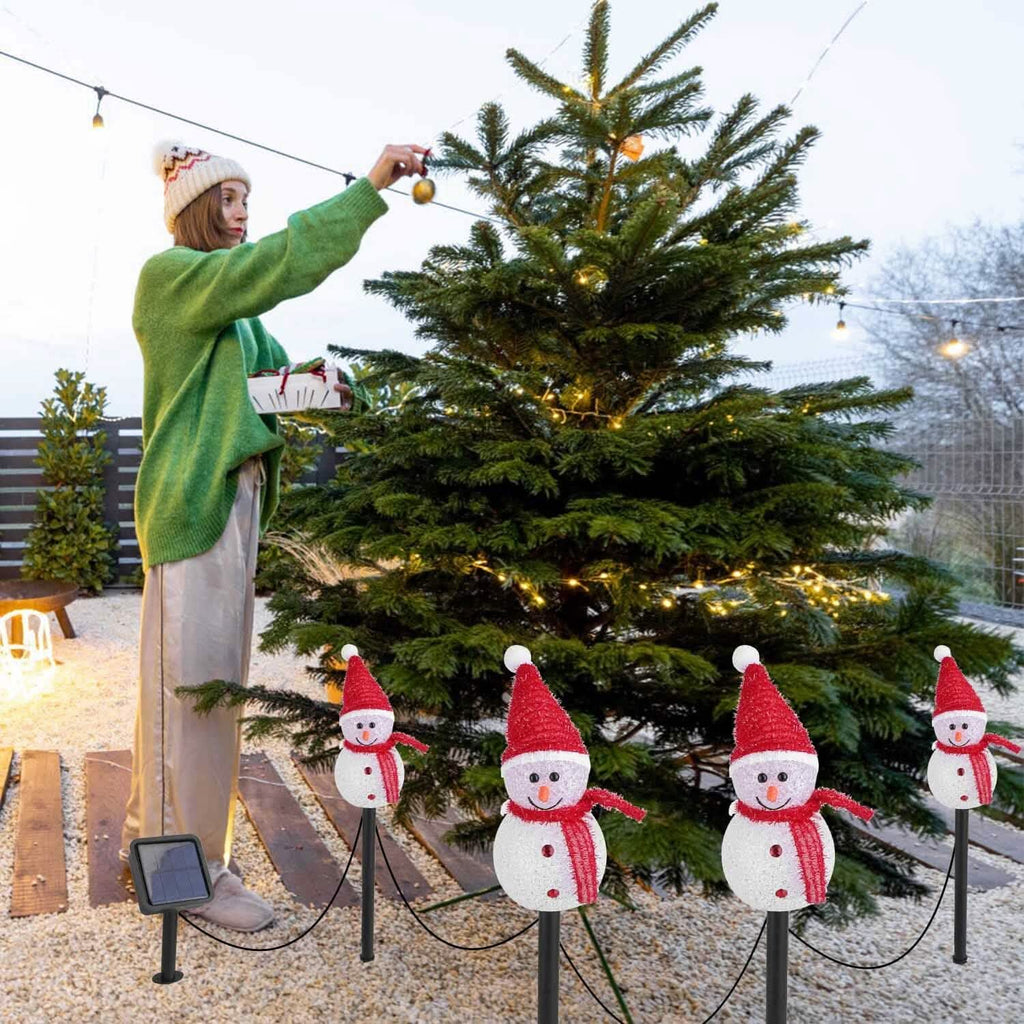 Solar Powered Lamp 3 Snowmen Garden Stake Light by DailySale