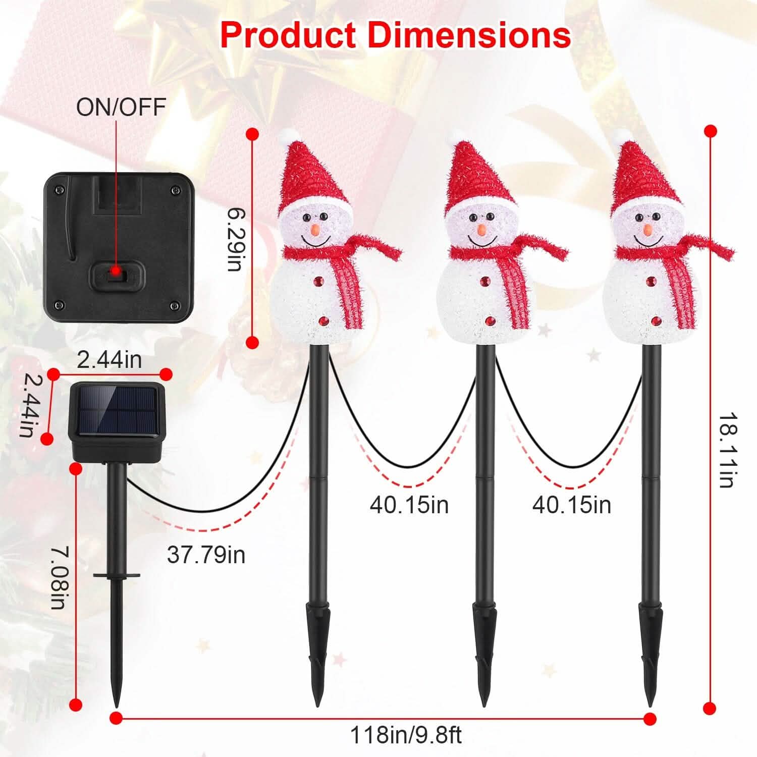 Solar Powered Lamp 3 Snowmen Garden Stake Light by DailySale