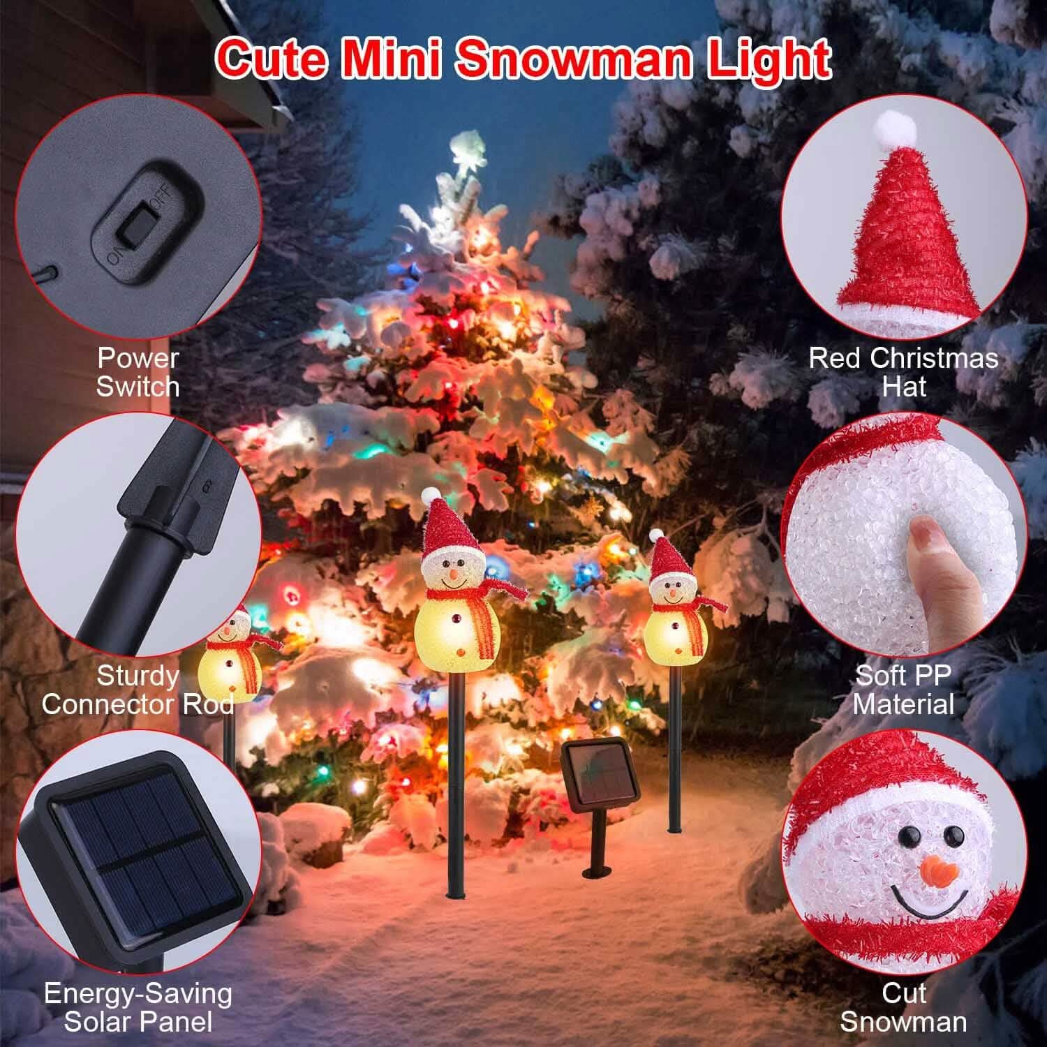 Solar Powered Lamp 3 Snowmen Garden Stake Light by DailySale