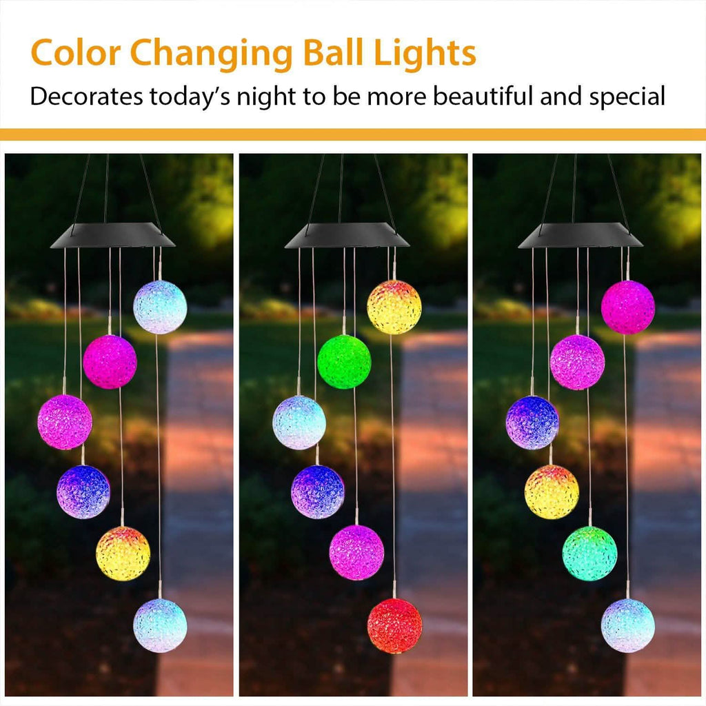 Solar Powered LED Ball Wind Chimes - Color Changing LED String Light by DailySale