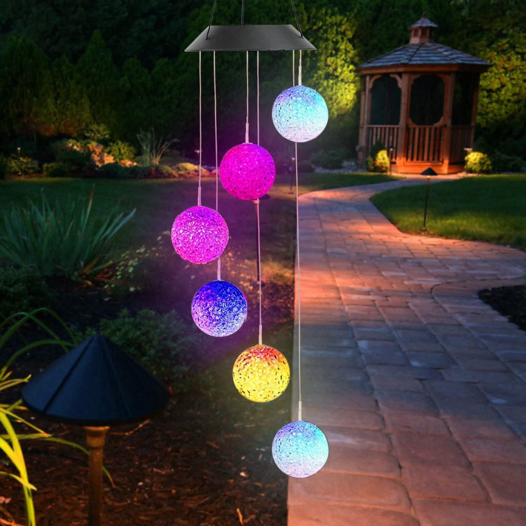 Solar Powered LED Ball Wind Chimes - Color Changing LED String Light by DailySale