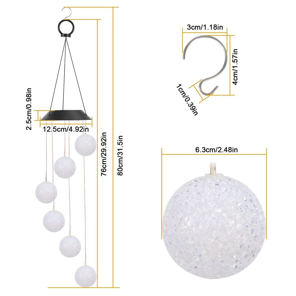 Solar Powered LED Ball Wind Chimes - Color Changing LED String Light by DailySale