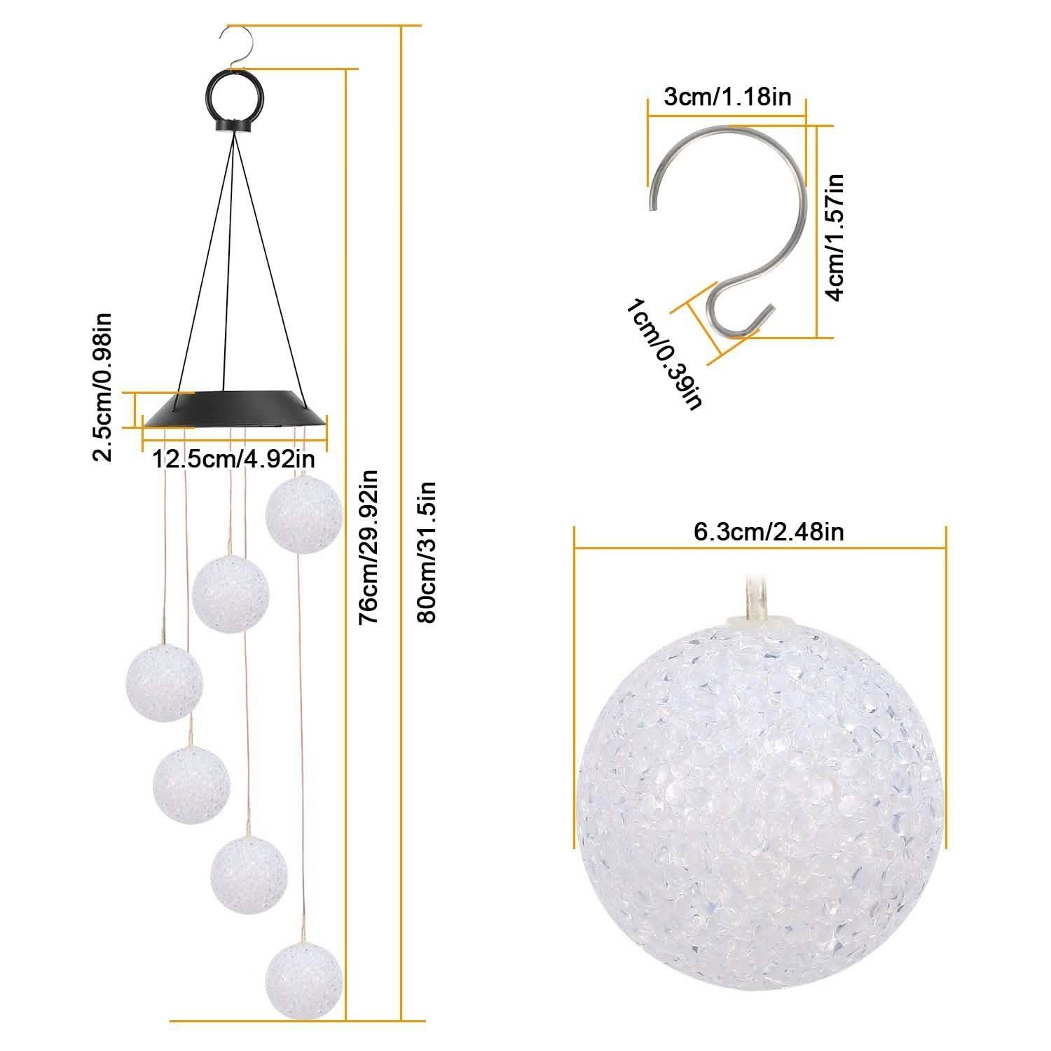 Solar Powered LED Ball Wind Chimes - Color Changing LED String Light by DailySale