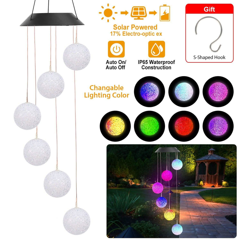 Solar Powered LED Ball Wind Chimes - Color Changing LED String Light by DailySale