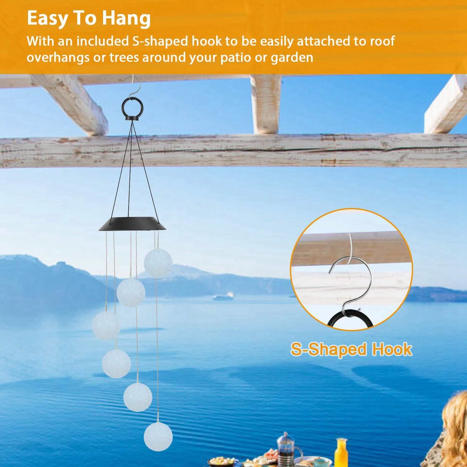 Solar Powered LED Ball Wind Chimes - Color Changing LED String Light by DailySale