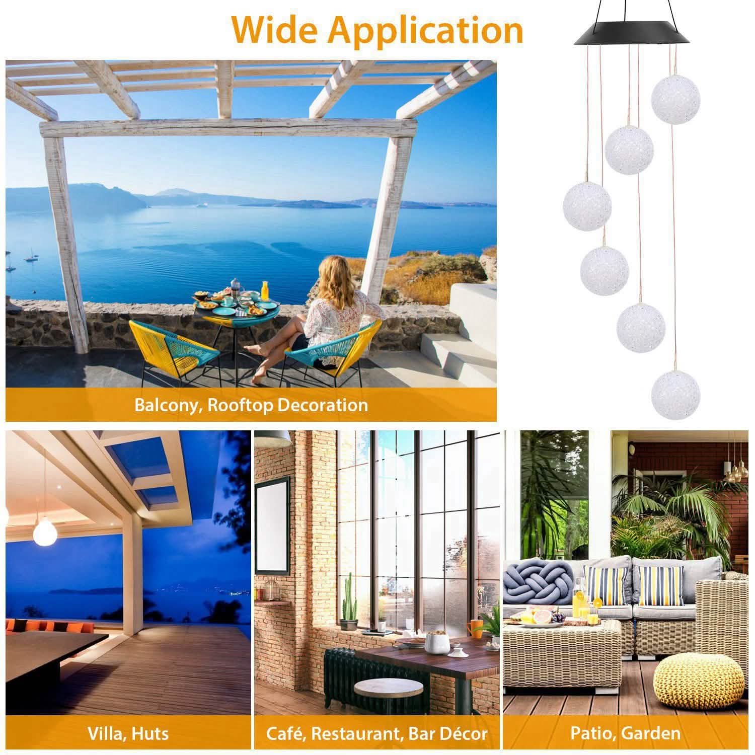 Solar Powered LED Ball Wind Chimes - Color Changing LED String Light by DailySale