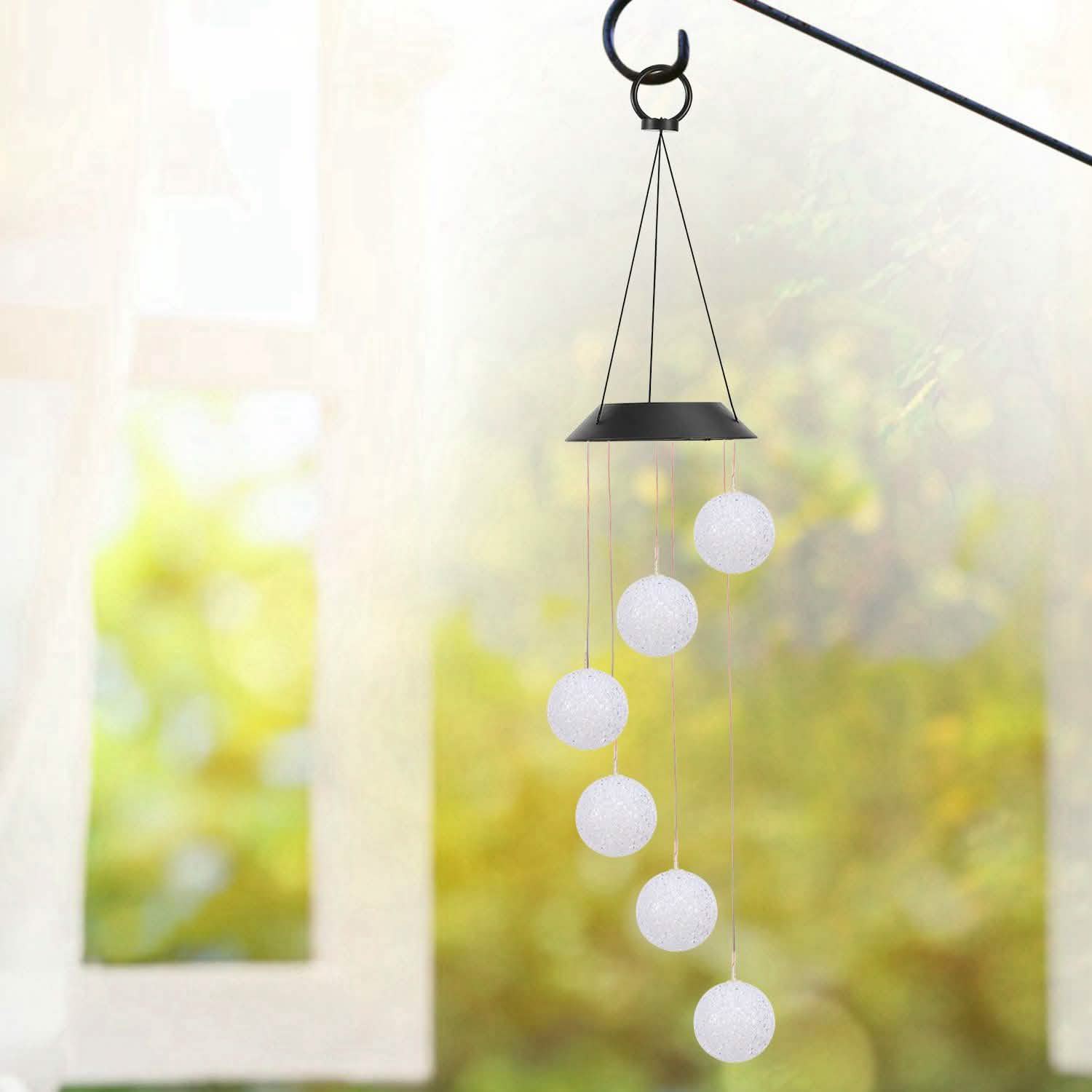 Solar Powered LED Ball Wind Chimes - Color Changing LED String Light by DailySale