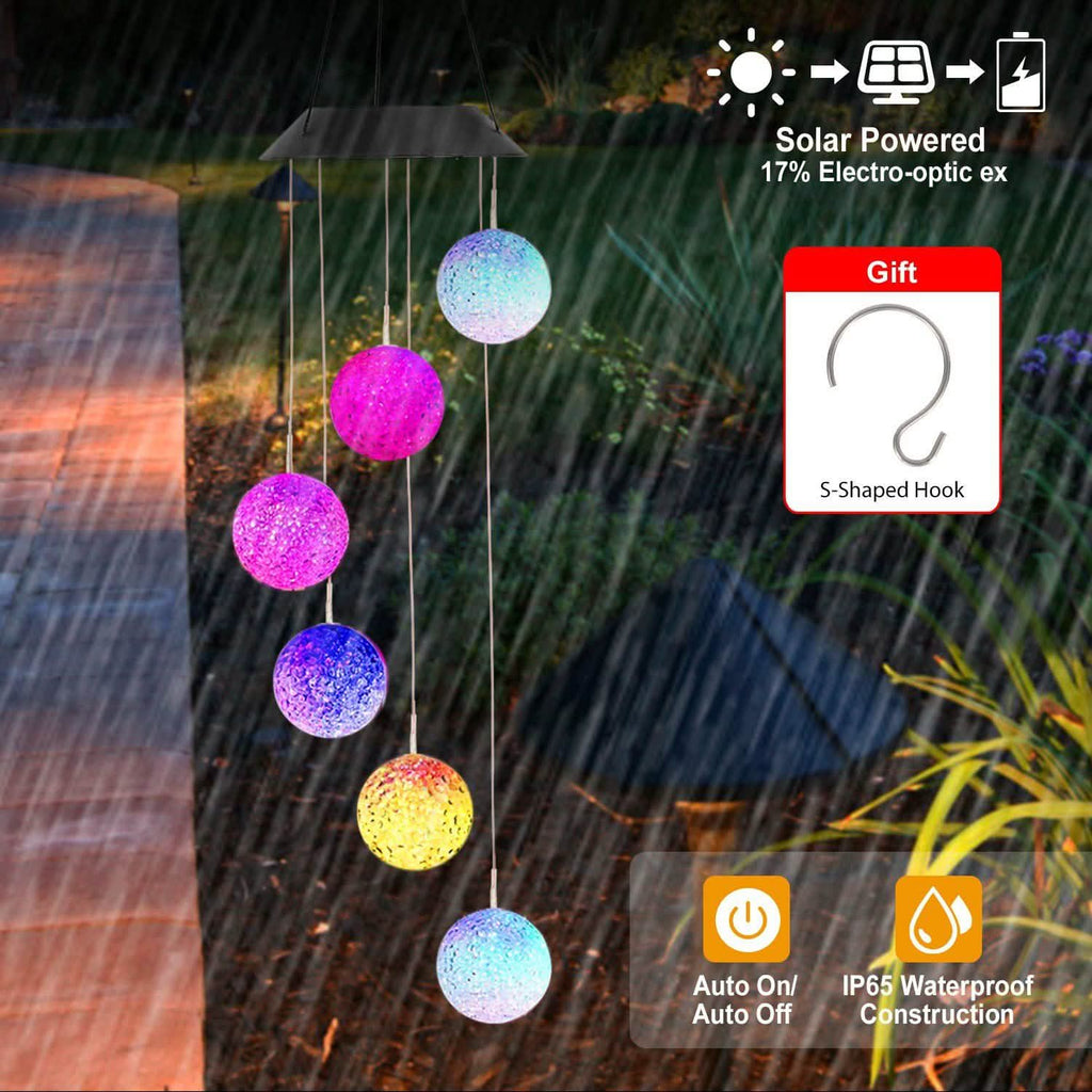 Solar Powered LED Ball Wind Chimes - Color Changing LED String Light by DailySale