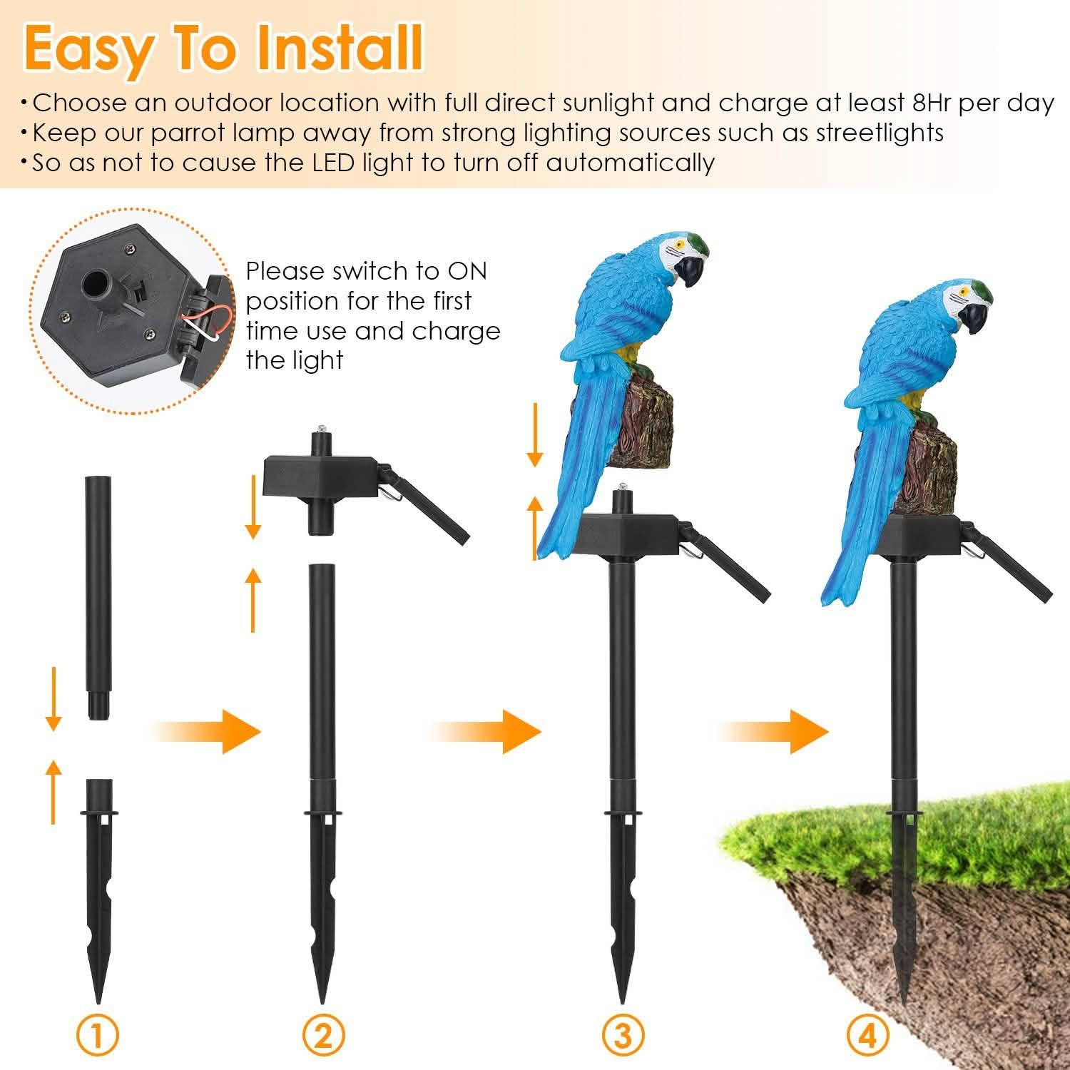 Solar Powered Parrot Garden Light IP65 Waterproof LED by DailySale