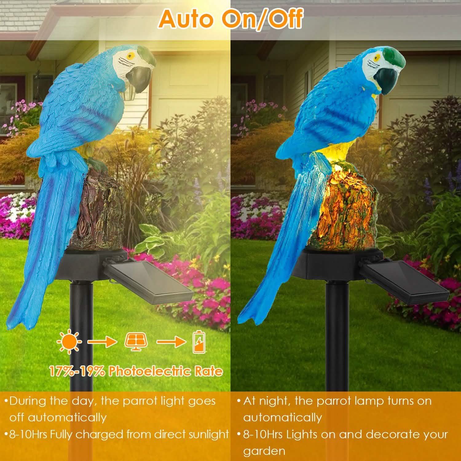 Solar Powered Parrot Garden Light IP65 Waterproof LED by DailySale