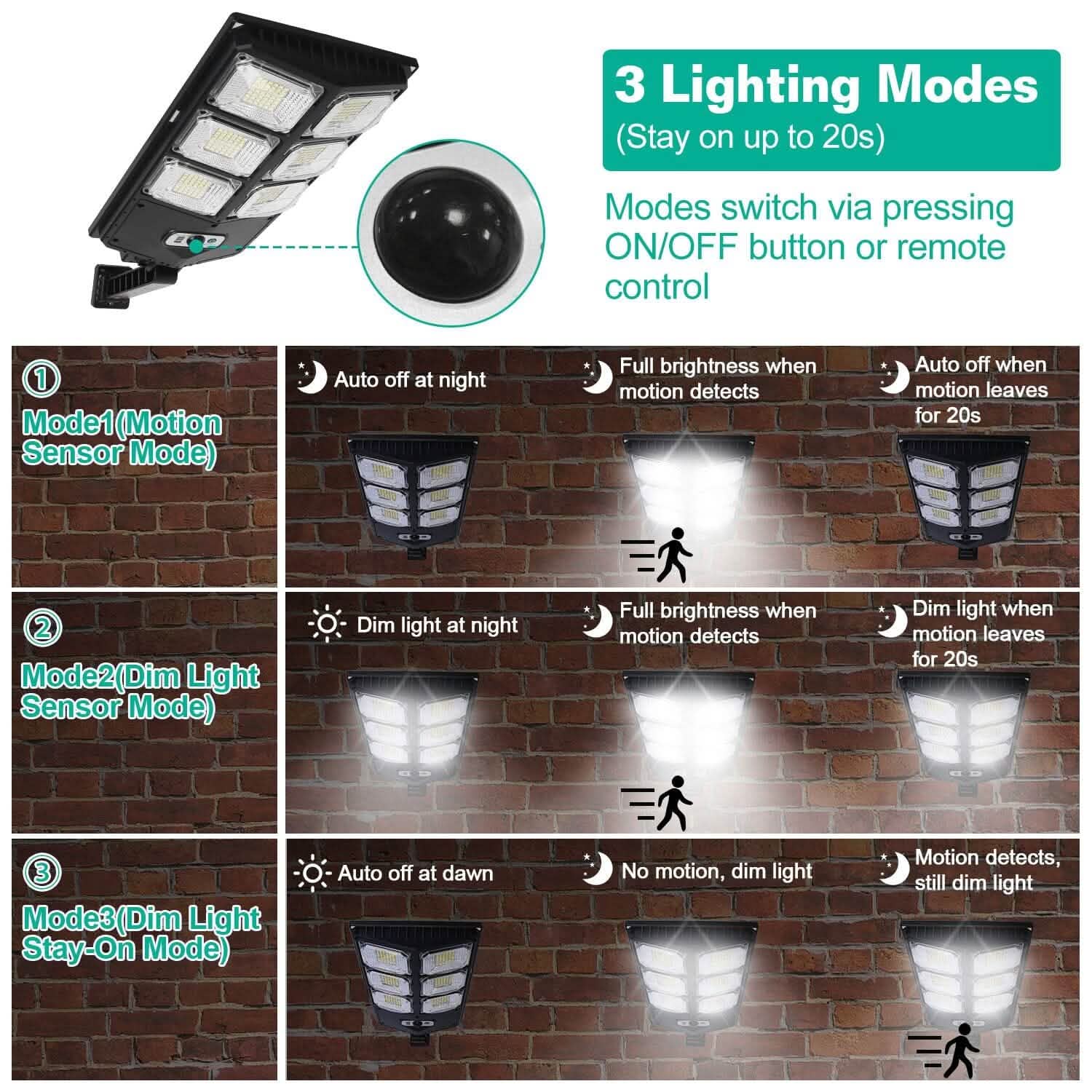 Solar Powered Wall Light Beads PIR Motion Sensor by DailySale