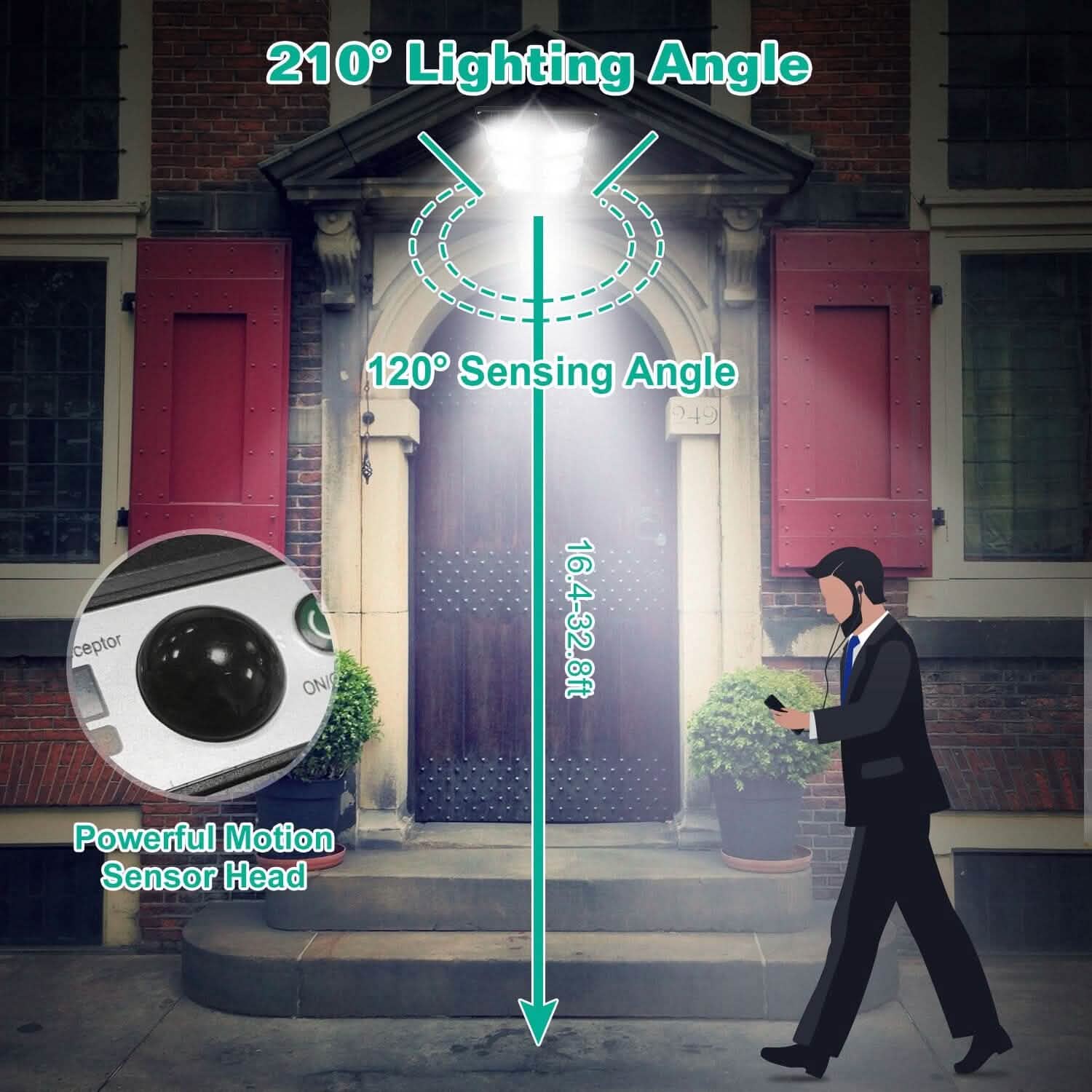 Solar Powered Wall Light Beads PIR Motion Sensor by DailySale