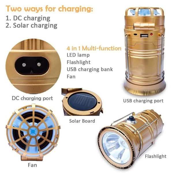 Solar USB Charging Tent Light + Fan by DailySale