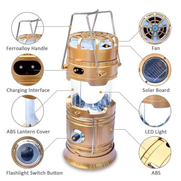 Solar USB Charging Tent Light + Fan by DailySale