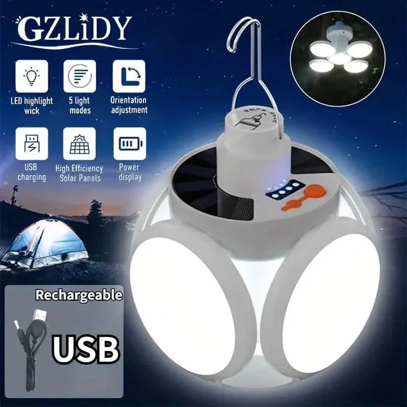 Solar USB Rechargeable LED Bulb Lights With Power Display by DailySale