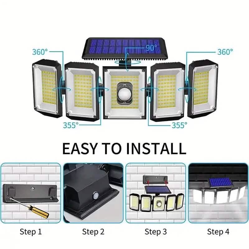 Solar Wall Light with 5 Adjustable Angle Heads by DailySale