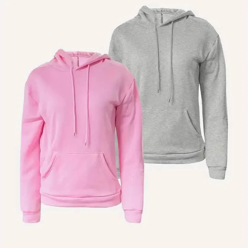 Solid Drawstring Casual Long Sleeve Hoodie by DailySale