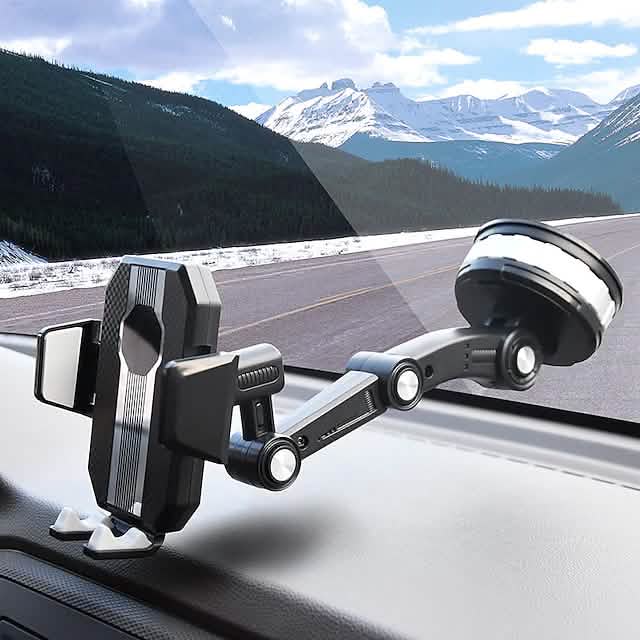 Solid & Durable Car Phone Holder Mount for Dashboard Windshield Long Arm Strong Suction Cell Phone Car Mount by DailySale