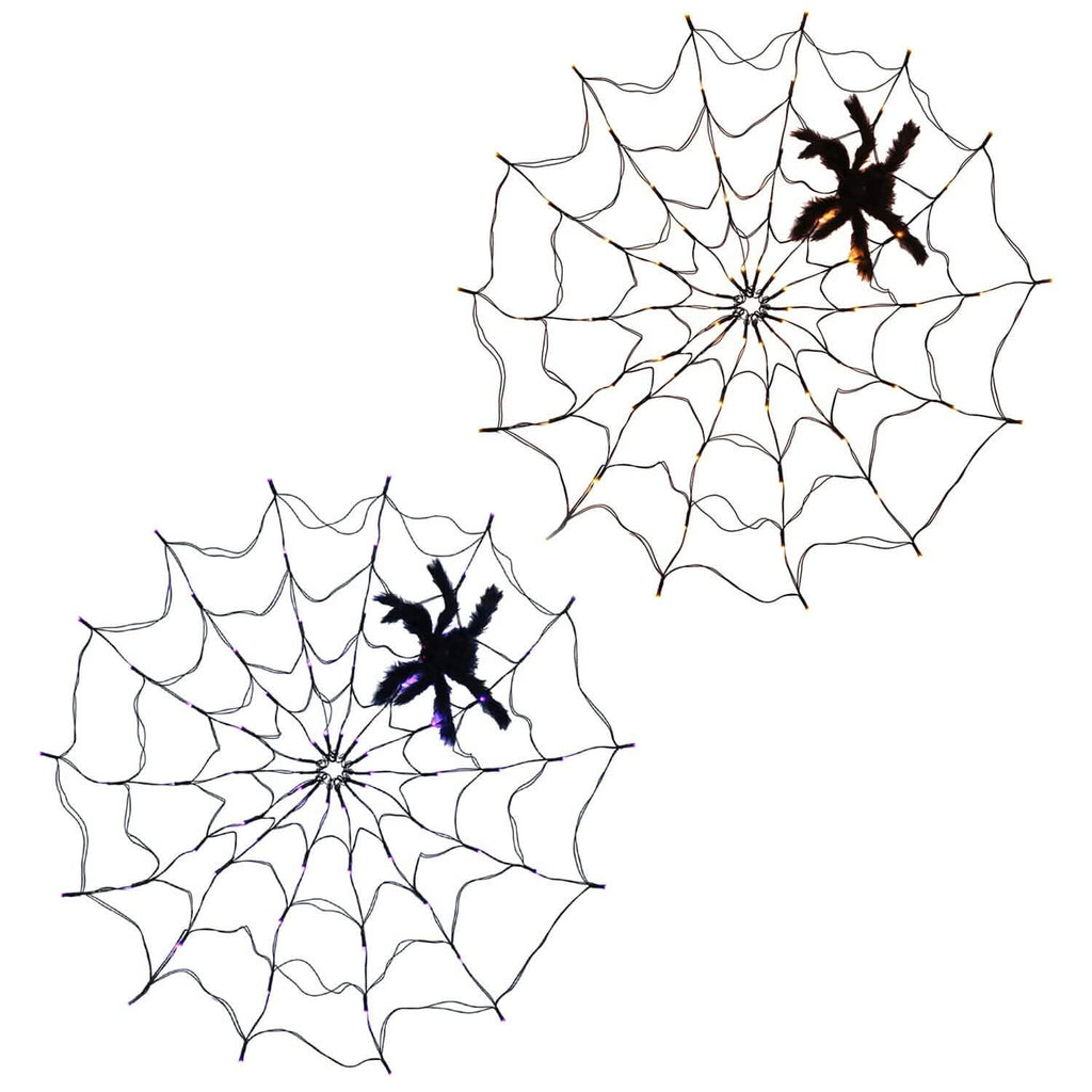 Spider Web Light with Hairy Spider 70LED Battery Powered Remote Control 8 Lighting Modes by DailySale