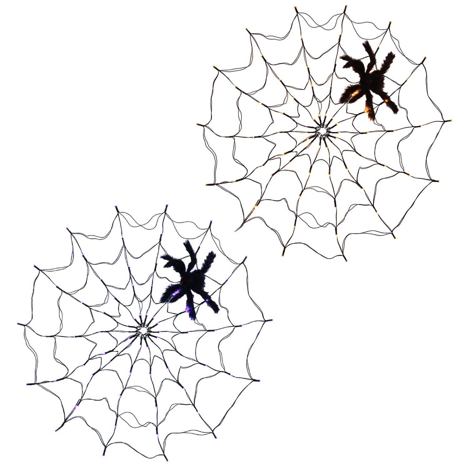 Spider Web Light with Hairy Spider 70LED Battery Powered Remote Control 8 Lighting Modes by DailySale