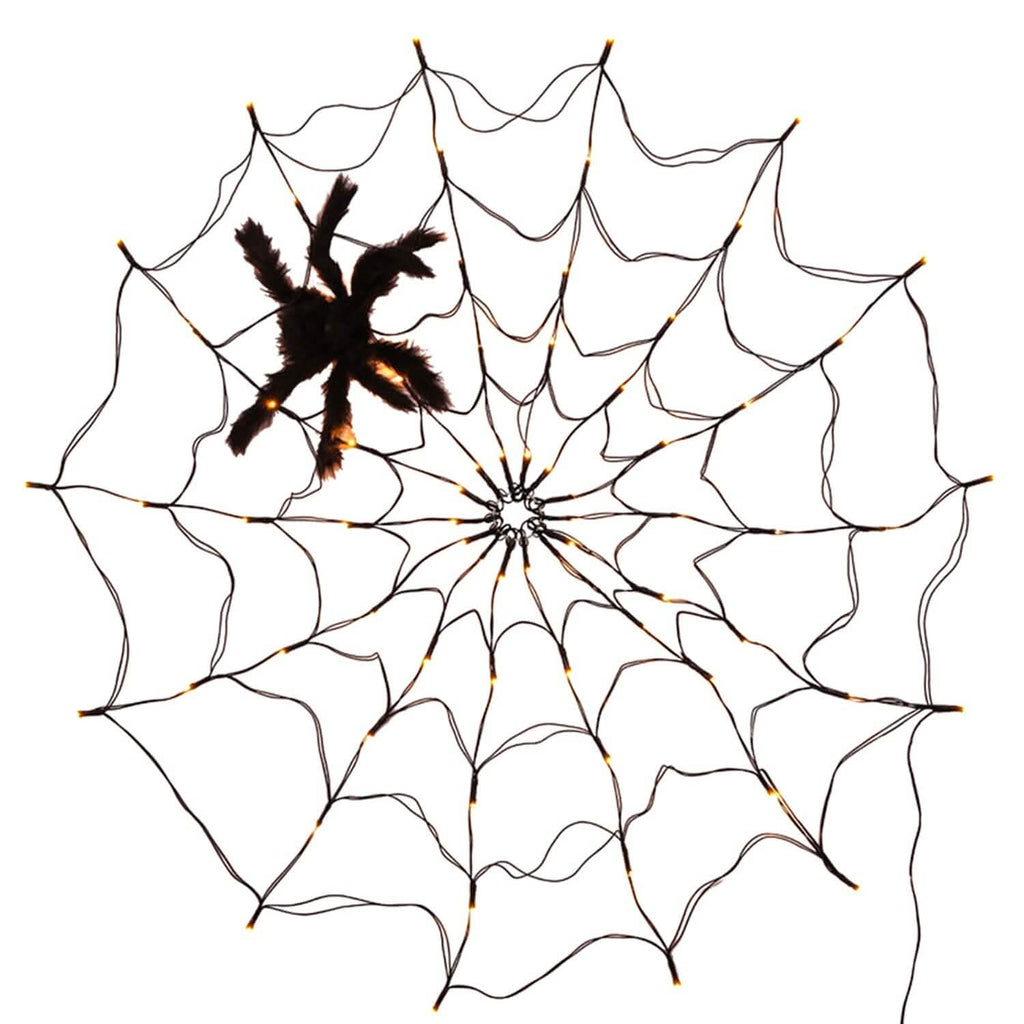 Spider Web Light with Hairy Spider 70LED Battery Powered Remote Control 8 Lighting Modes by DailySale