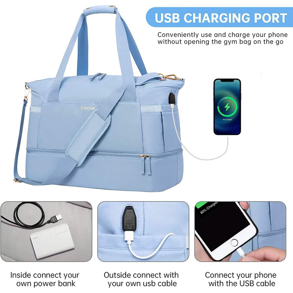 Sports Travel Duffel Bag with USB Charging Port by DailySale
