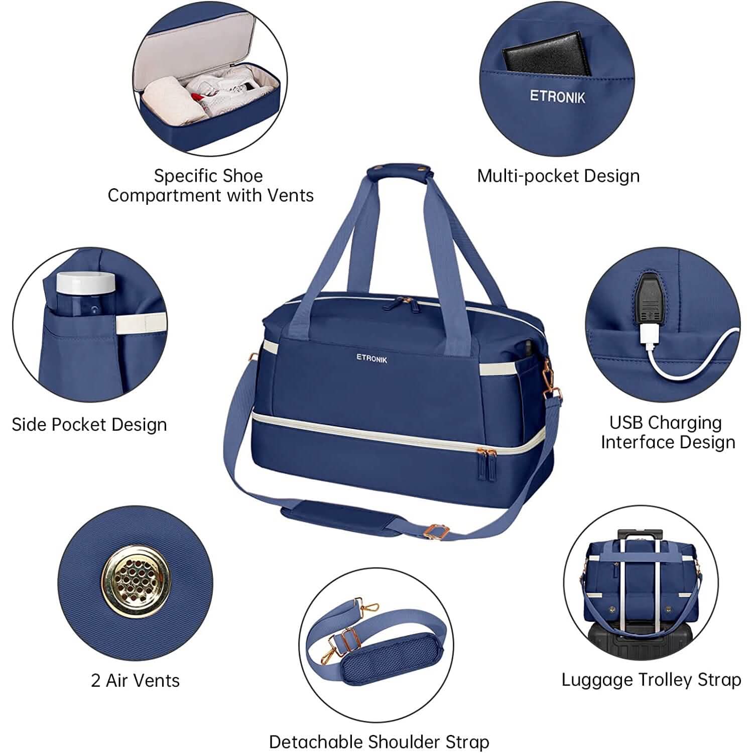 Sports Travel Duffel Bag with USB Charging Port by DailySale