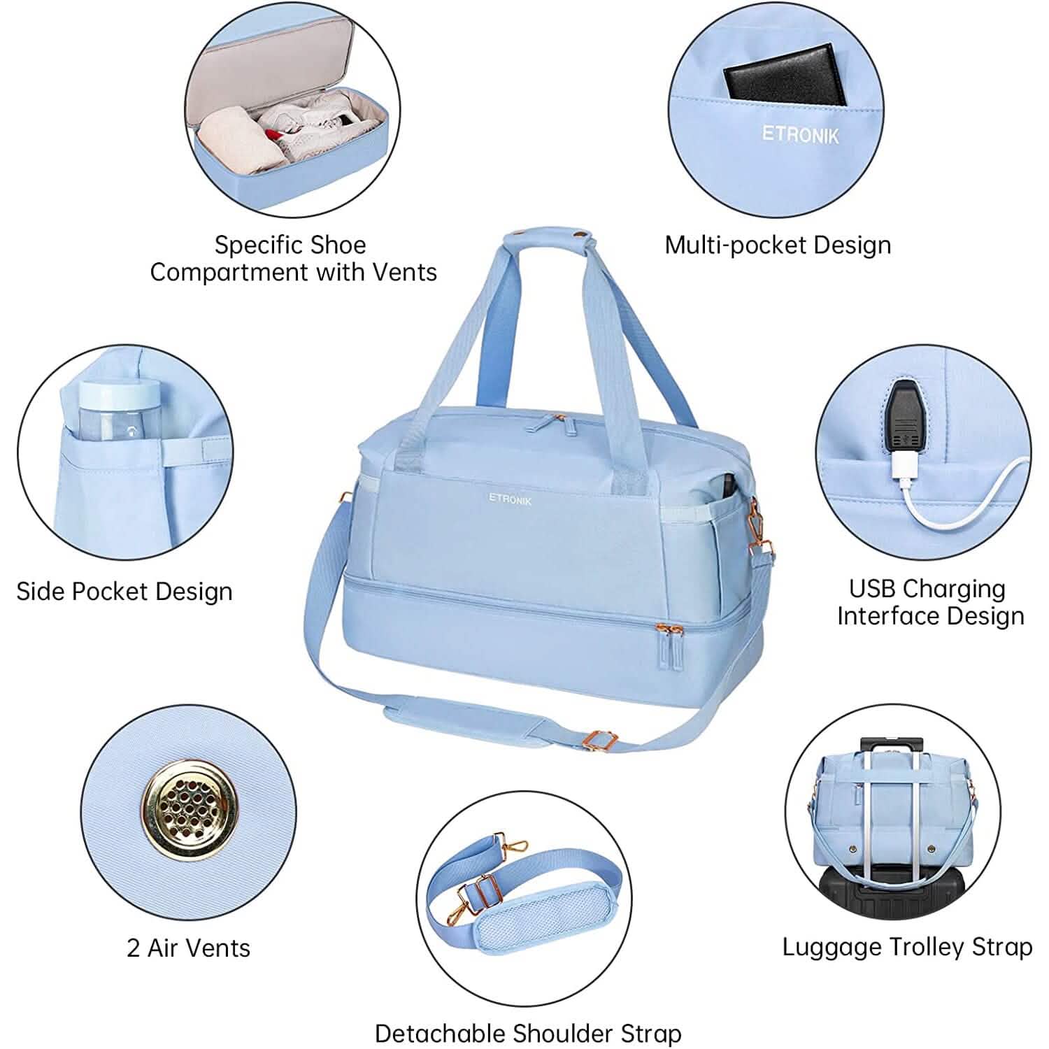 Sports Travel Duffel Bag with USB Charging Port by DailySale
