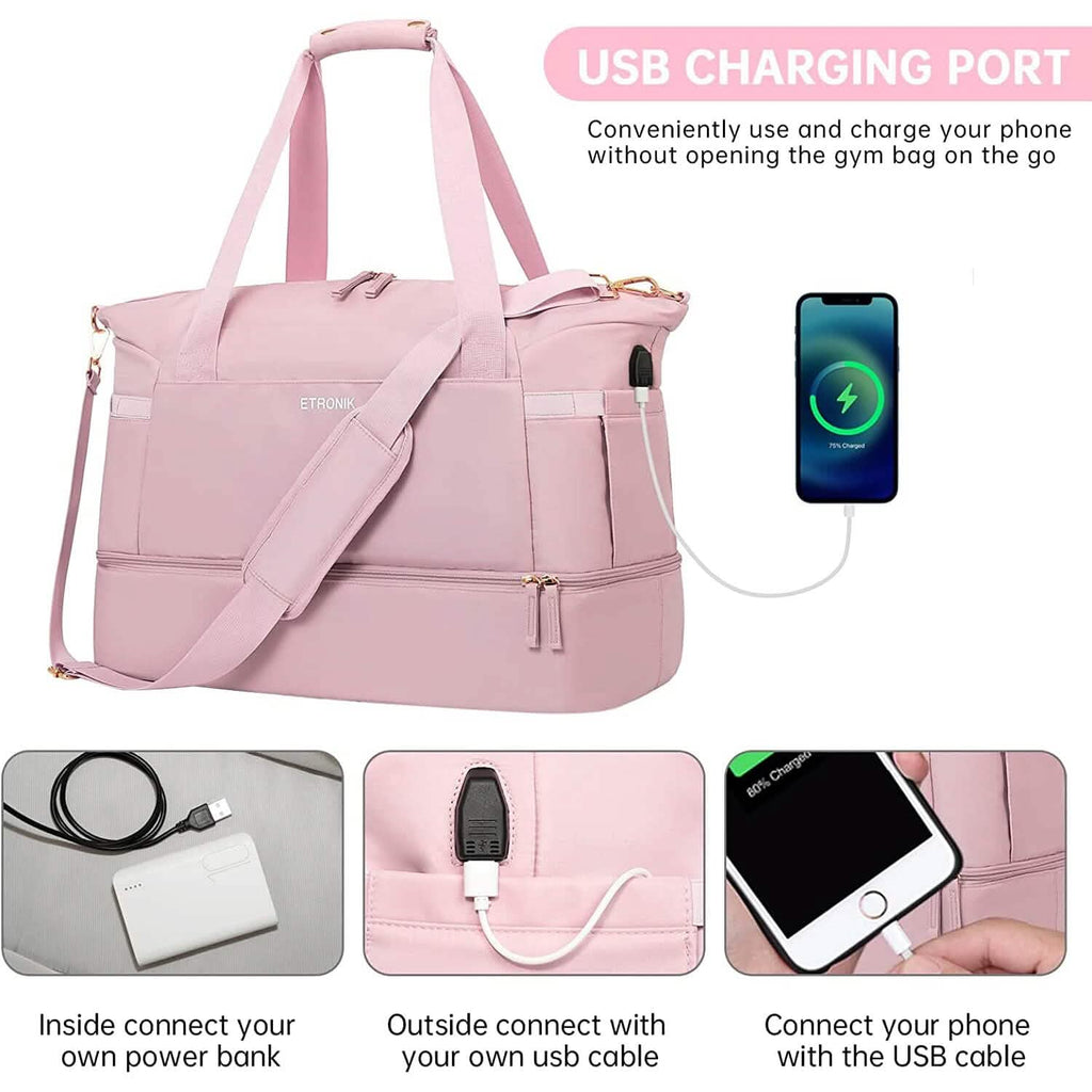 Sports Travel Duffel Bag with USB Charging Port by DailySale