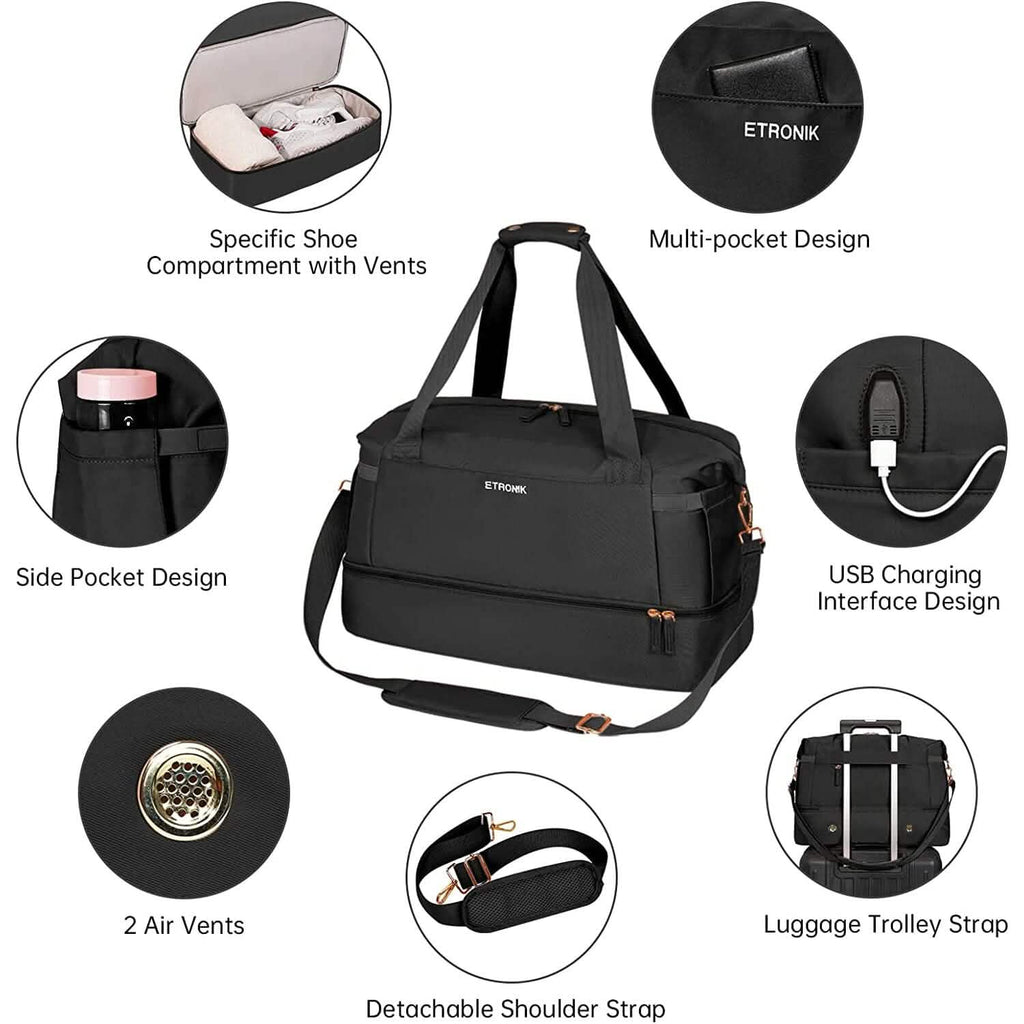 Sports Travel Duffel Bag with USB Charging Port by DailySale
