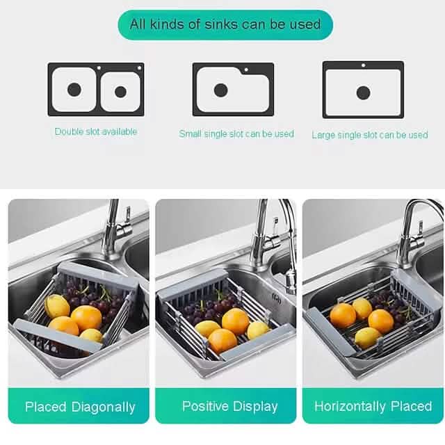 Stainless Steel Frame Drain Basket Telescopic Sink Frame by DailySale