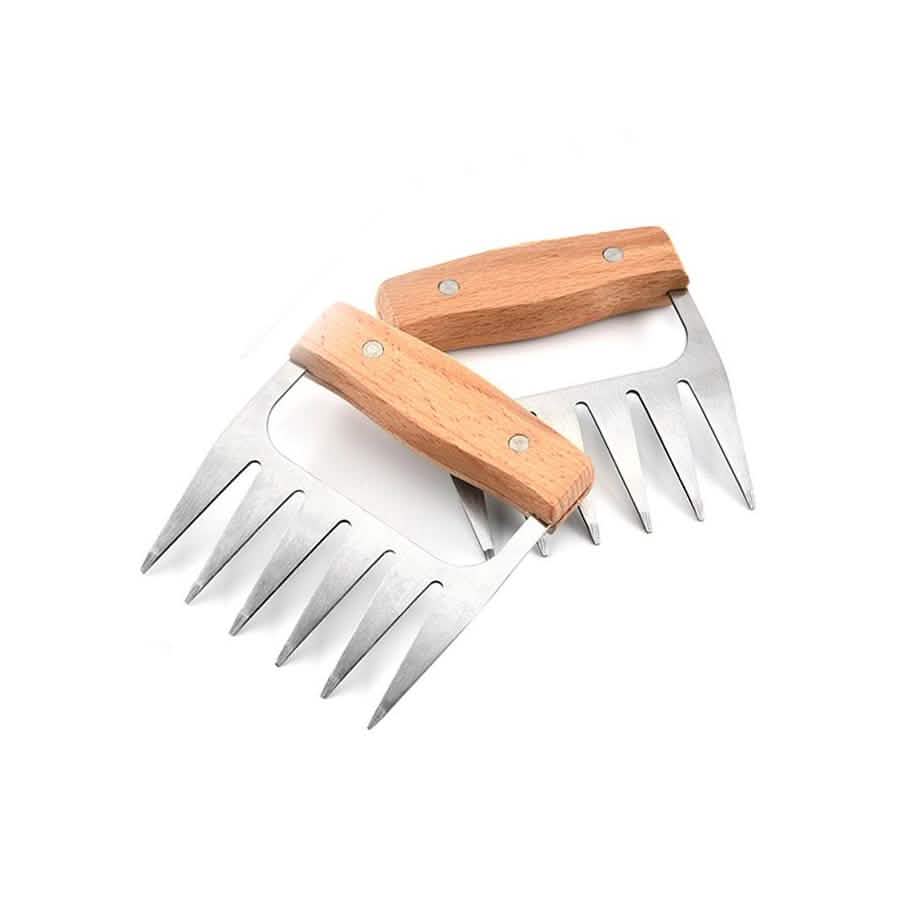 Stainless Steel Meat-Shredding Claws with Wooden Handle by DailySale