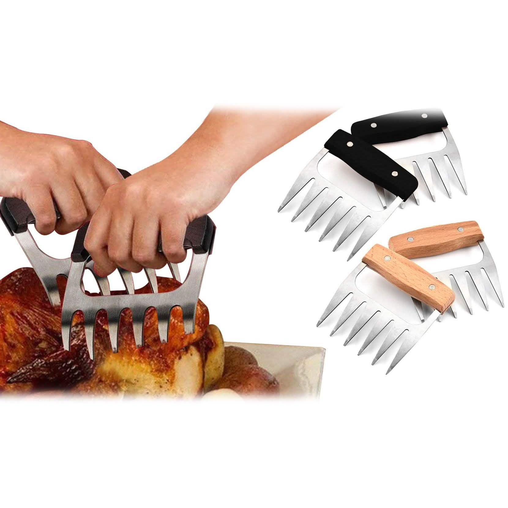 Stainless Steel Meat-Shredding Claws with Wooden Handle by DailySale