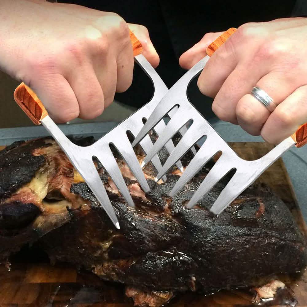 Stainless Steel Meat-Shredding Claws with Wooden Handle by DailySale