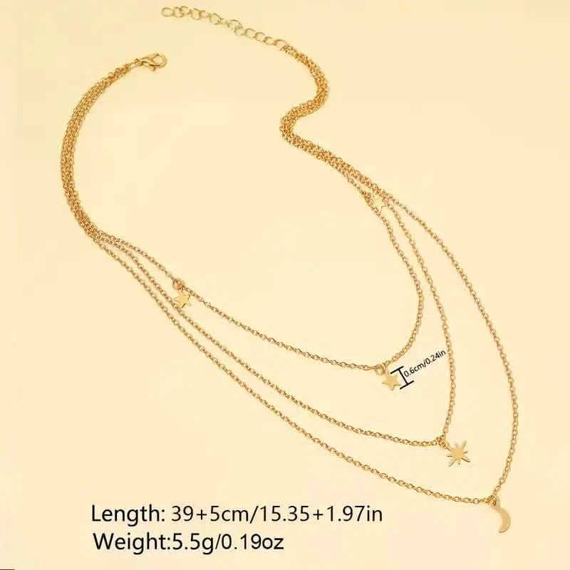 Star Moon Multi-layer Pendant Necklace by DailySale