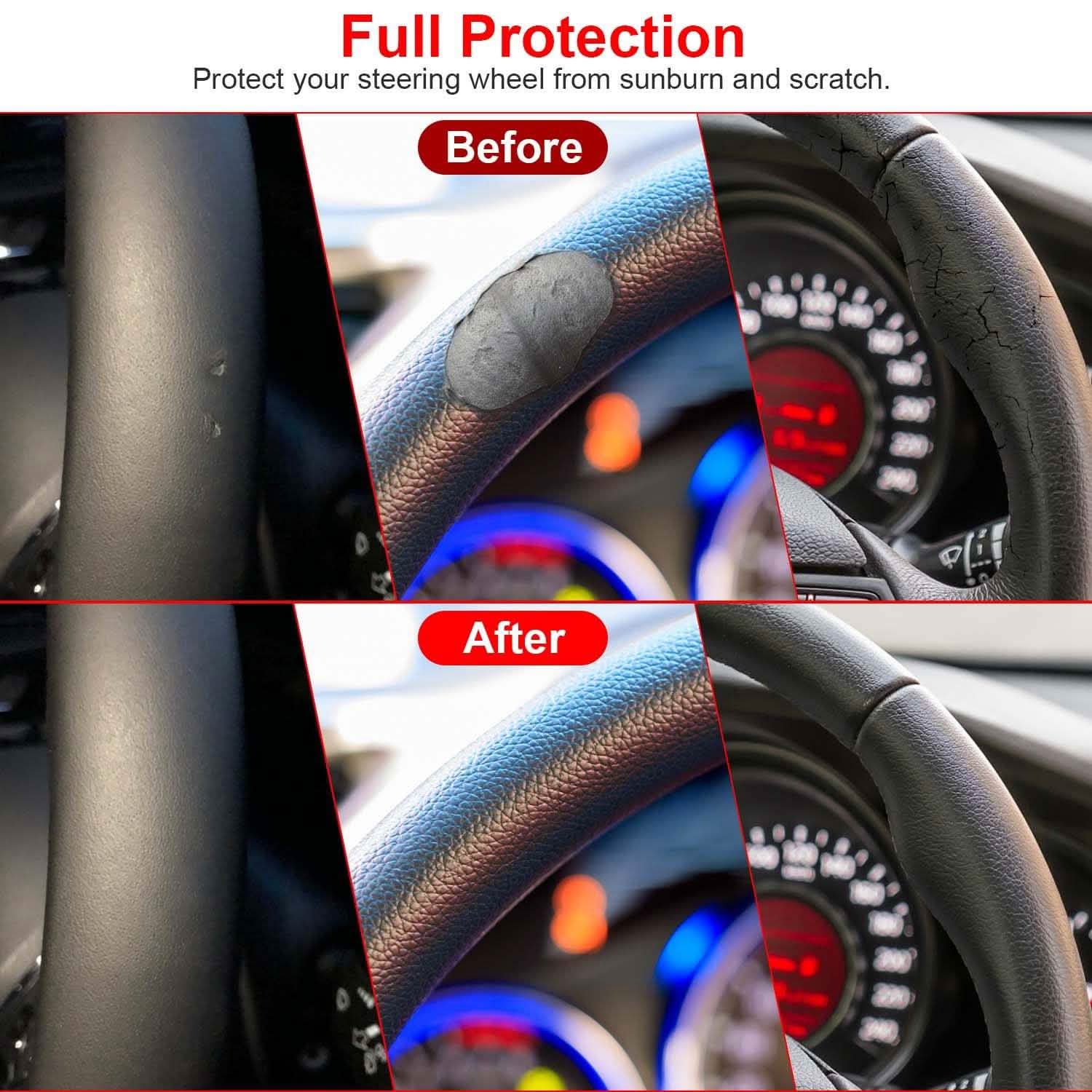 Steering Wheel Cover 14.5"- 15" Diameter Universal Fiber Leather by DailySale