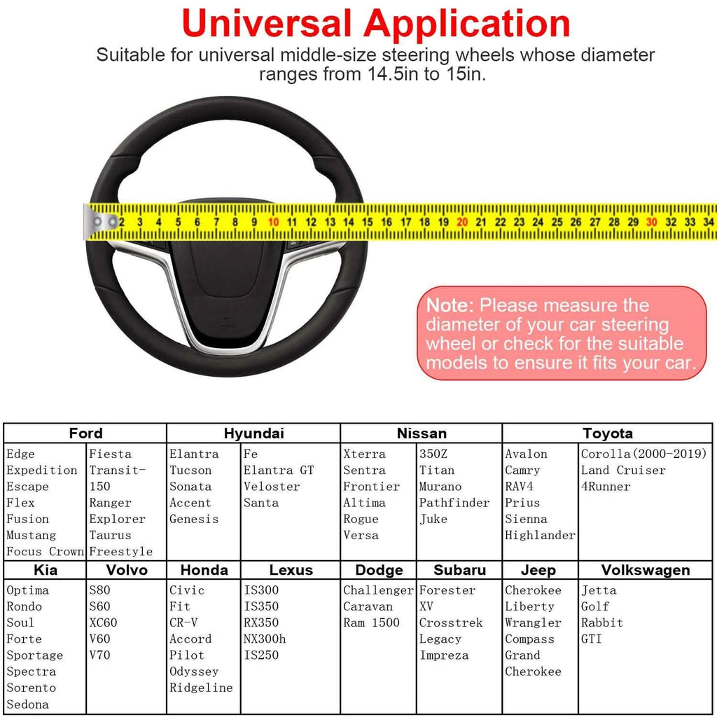 Steering Wheel Cover 14.5"- 15" Diameter Universal Fiber Leather by DailySale