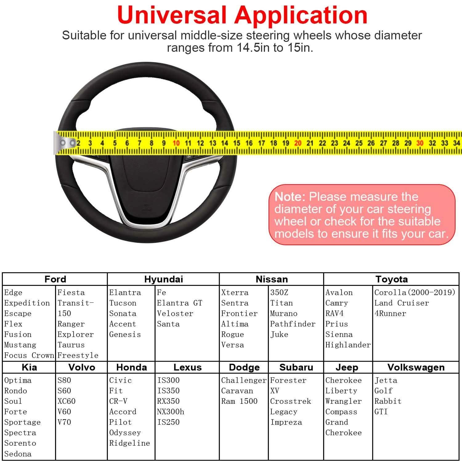 Steering Wheel Cover 14.5"- 15" Diameter Universal Fiber Leather by DailySale