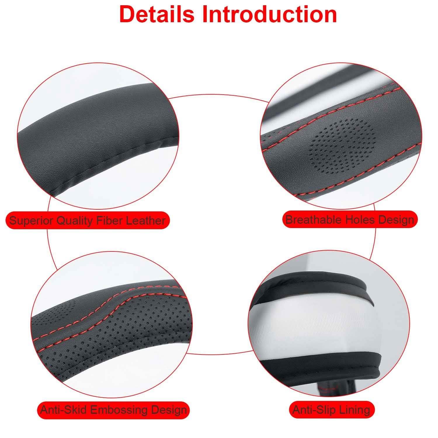 Steering Wheel Cover 14.5"- 15" Diameter Universal Fiber Leather by DailySale