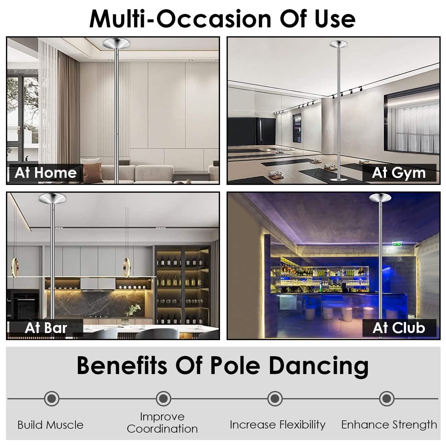 Stripper Dance Pole 45mm Spinning Static Dancing Pole by DailySale