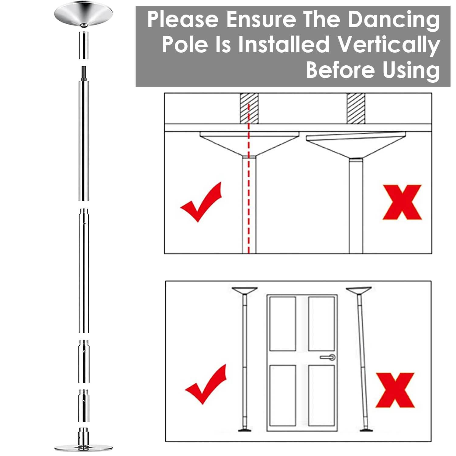 Stripper Dance Pole 45mm Spinning Static Dancing Pole by DailySale
