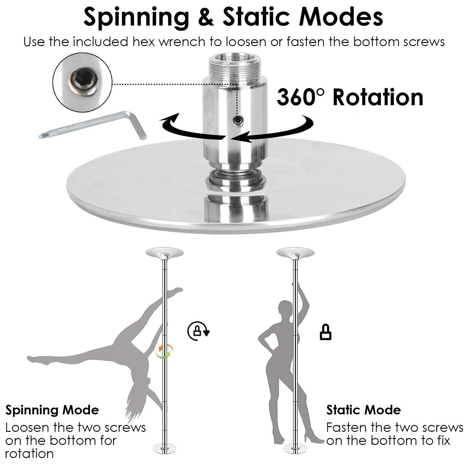 Stripper Dance Pole 45mm Spinning Static Dancing Pole by DailySale