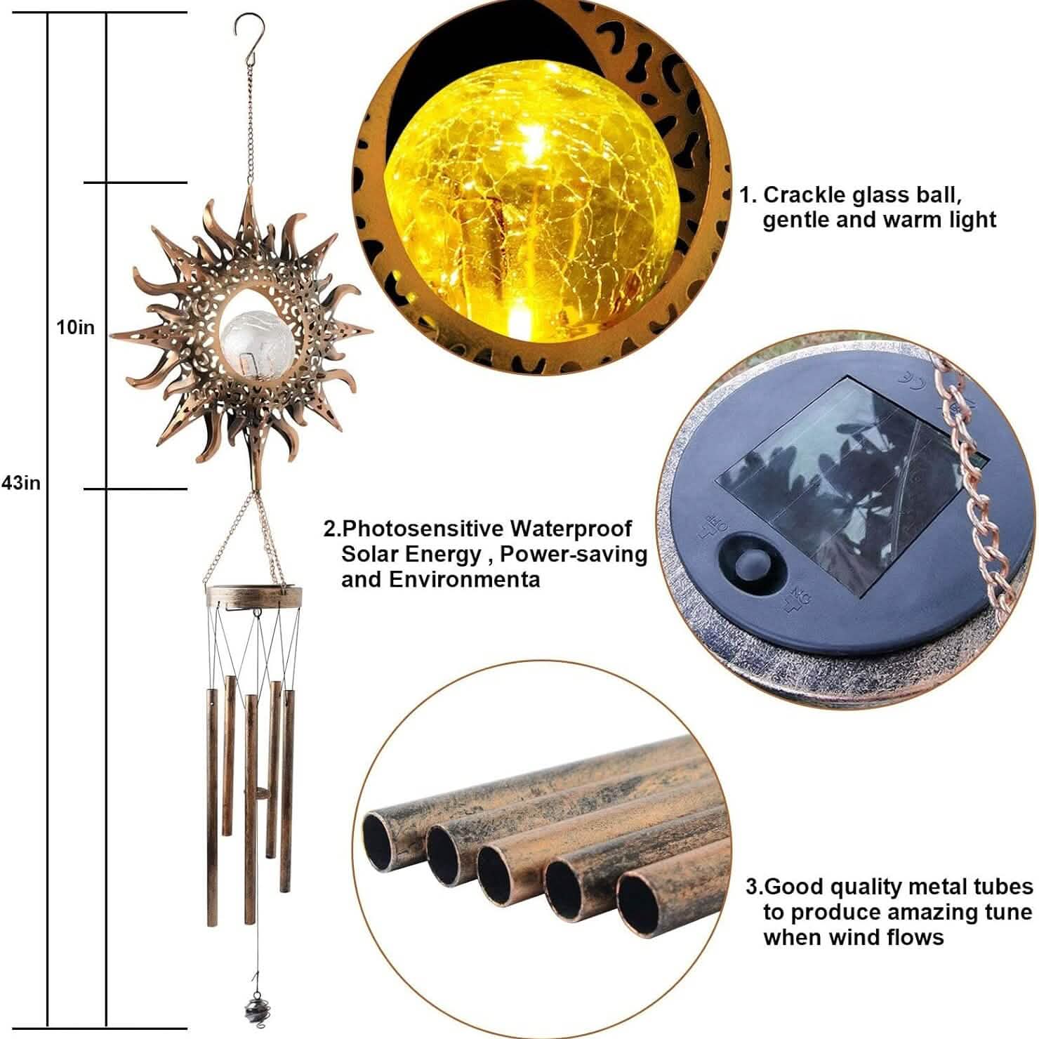 Sun Solar Wind Chimes by DailySale
