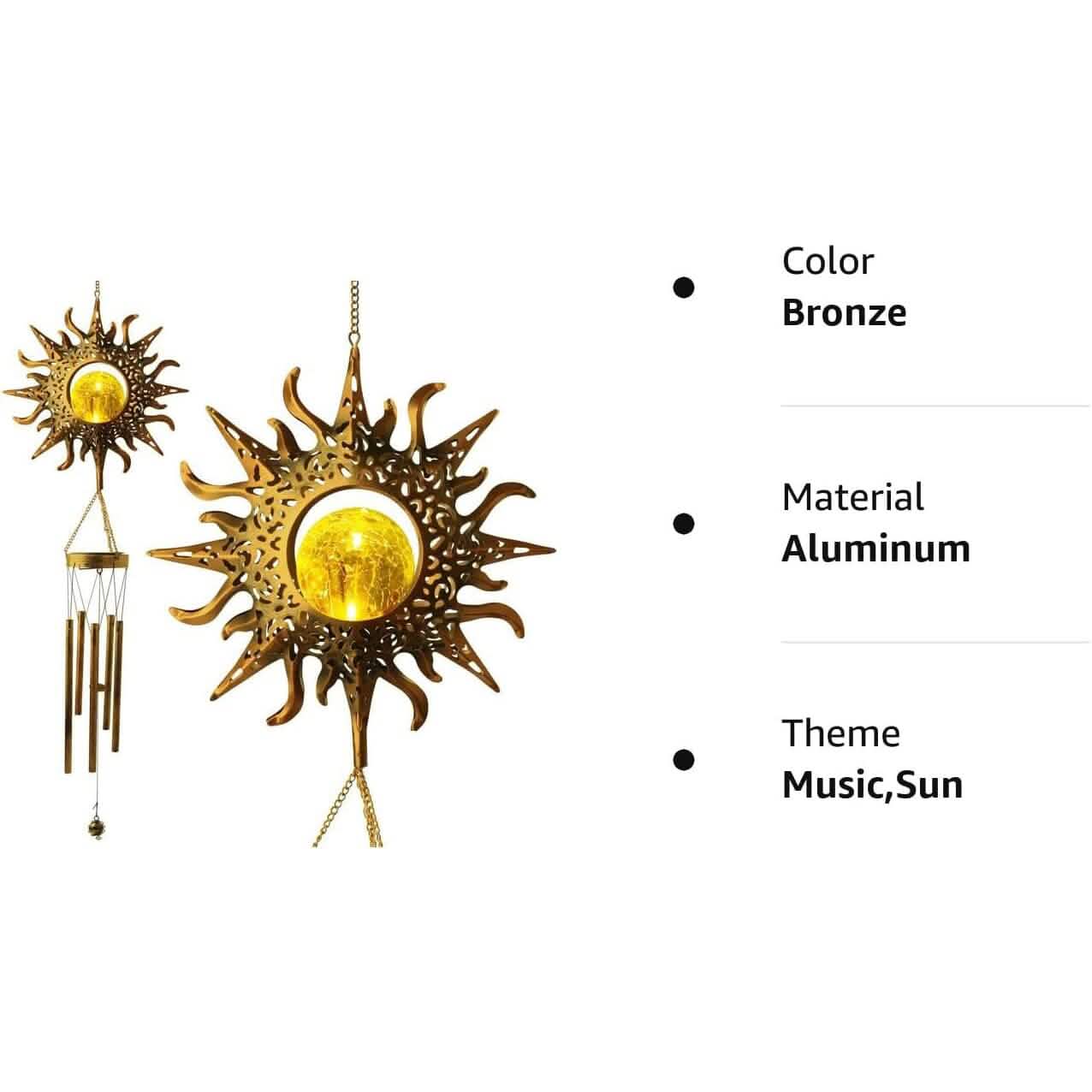 Sun Solar Wind Chimes by DailySale