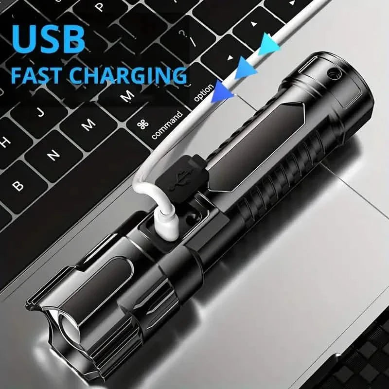 Super Bright Flashlight, USB Rechargeable Telescopic Zoom Wide Beam by DailySale
