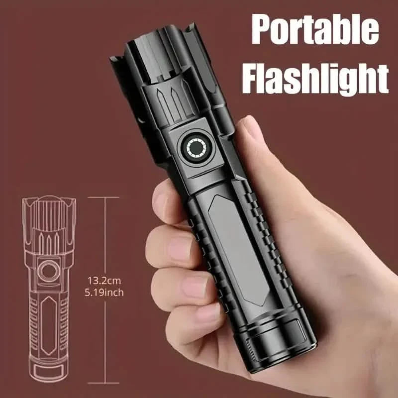 Super Bright Flashlight, USB Rechargeable Telescopic Zoom Wide Beam by DailySale