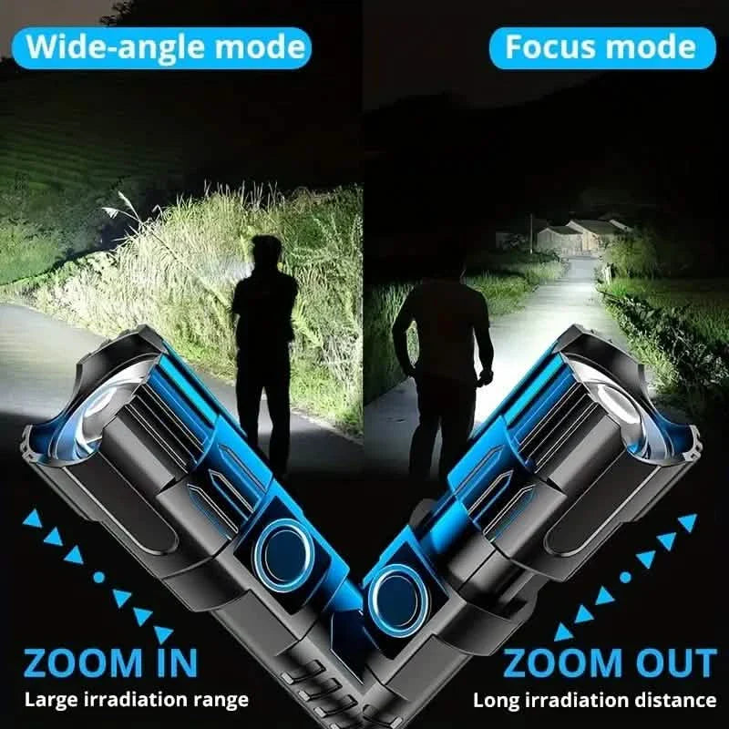 Super Bright Flashlight, USB Rechargeable Telescopic Zoom Wide Beam by DailySale