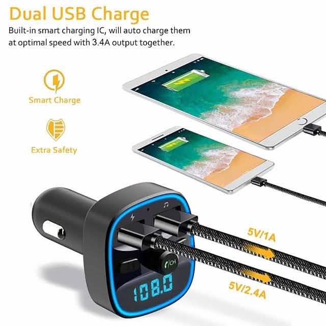 T25 Bluetooth 5.0 Car FM Transmitter by DailySale