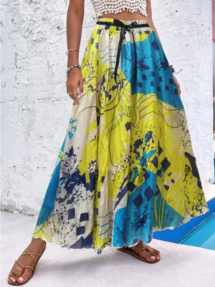 Bohemian Print A-Line Beach Dress for Women