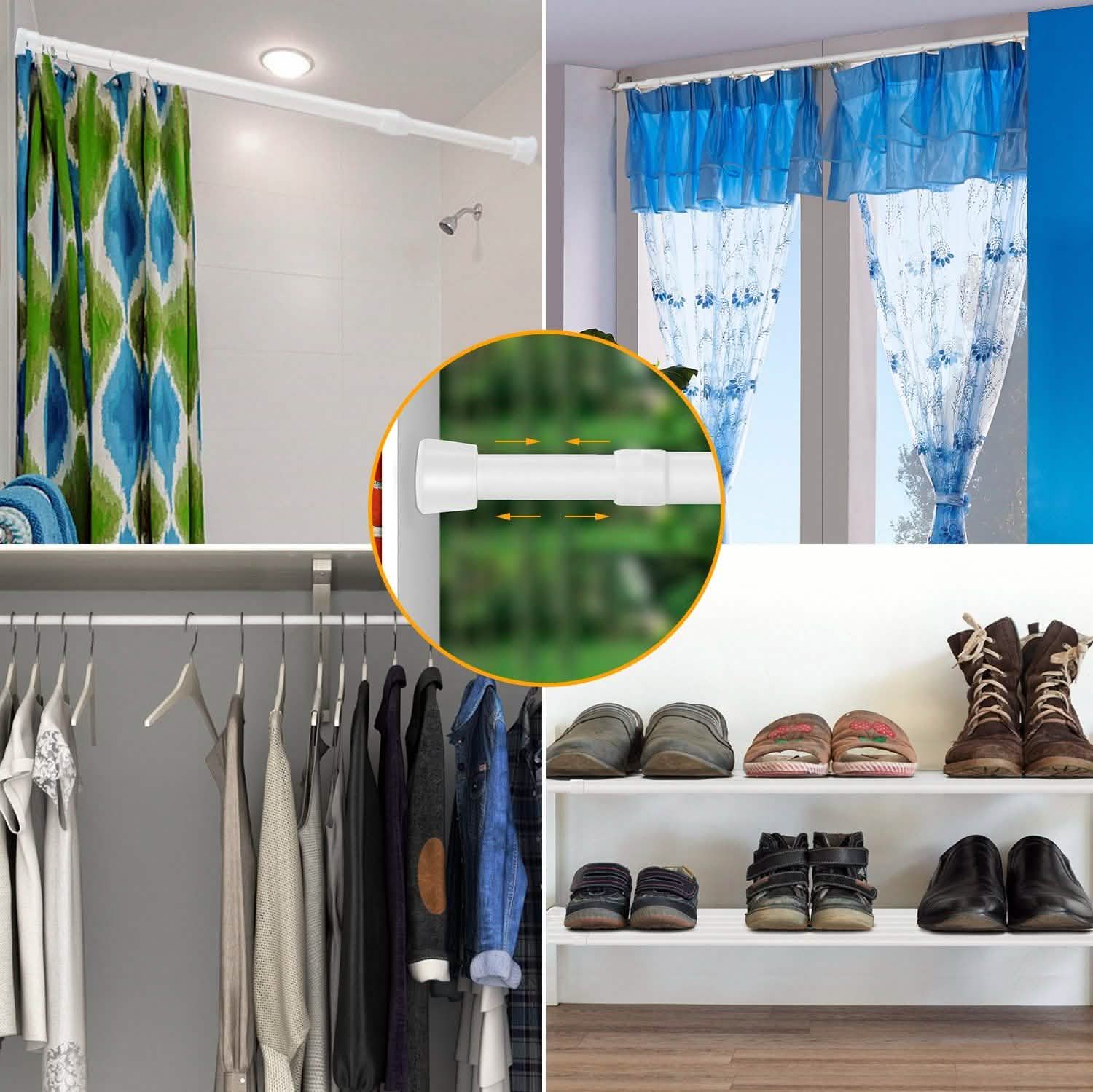 Tension Curtain Rod Spring Load Adjustable Curtain Pole by DailySale